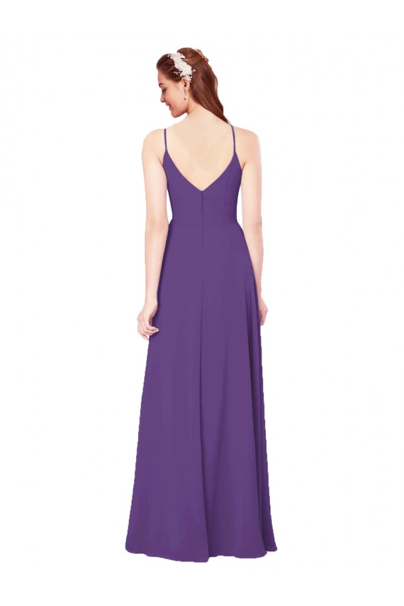 Chiffon Decote Alto Sem Mangas Comprimento Chão Longo Bainha Vestidos de Madrinha Baratos