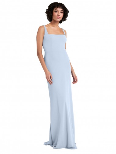 Crepe Esticado Decote Quadrado Sem Mangas Comprimento Chão Bainha Vestidos de Madrinha / Vestidos de Festa Baratos