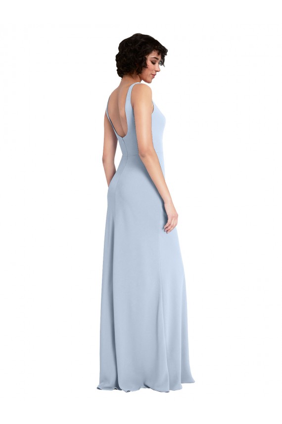Crepe Esticado Decote Quadrado Sem Mangas Comprimento Chão Bainha Vestidos de Madrinha / Vestidos de Festa Baratos