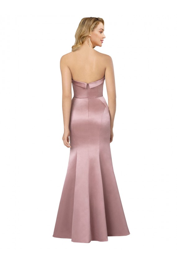 Cetim Sem alças Sem Mangas Lombar Comprimento Chão Vestidos de Madrinha / Vestidos de Noite / Vestidos de Festa Baratos