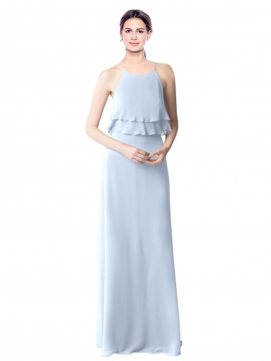 Chiffon Cabeçada Sem Mangas Comprimento Chão Linha A Vestidos de Festa Baratos