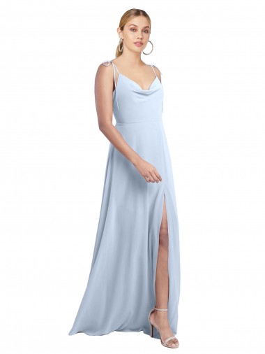 Chiffon Alças finas Sem Mangas Costas em V Comprimento Chão Linha A Vestido de Madrinha Baratos