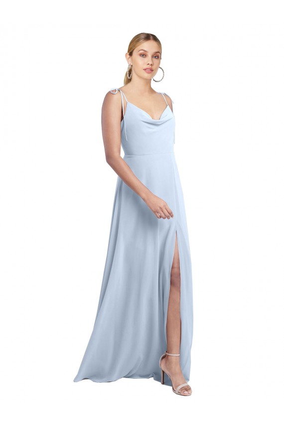 Chiffon Alças finas Sem Mangas Costas em V Comprimento Chão Linha A Vestido de Madrinha Baratos