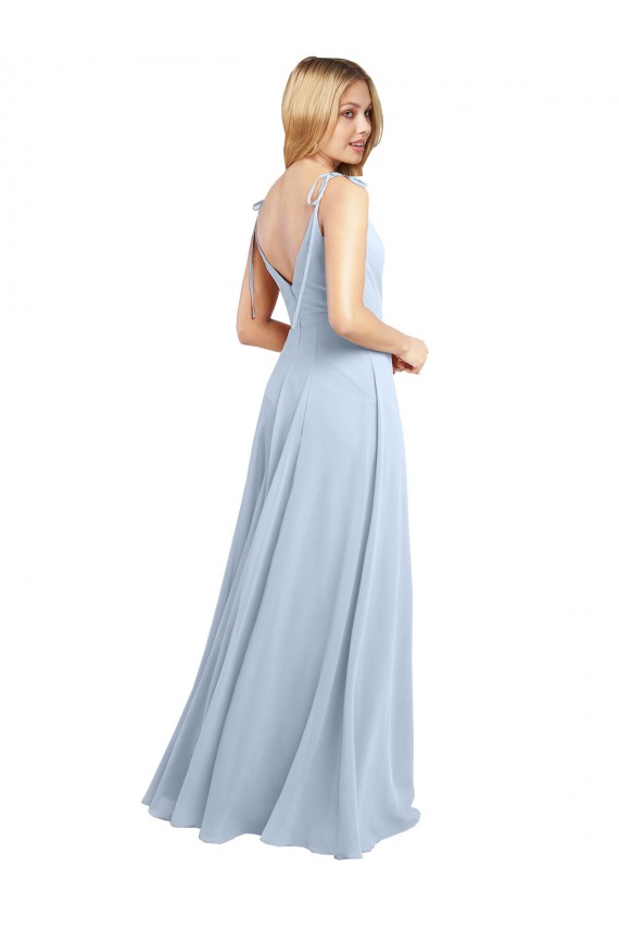 Chiffon Alças finas Sem Mangas Costas em V Comprimento Chão Linha A Vestido de Madrinha Baratos