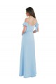 Chiffon Alças finas Ombro Frio Lombar Comprimento Chão Linha A Vestidos de Madrinha Baratos