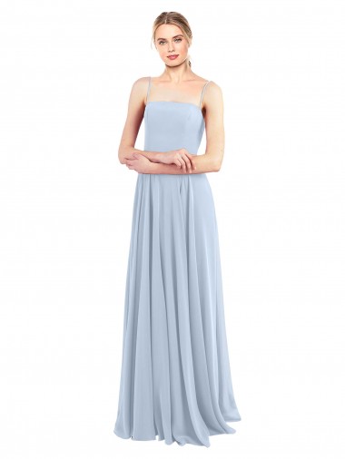 Chiffon Alças finas Sem Mangas Lombar Comprimento Chão Vestidos de Festa / Vestidos de Madrinha Baratos