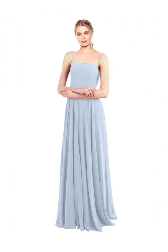 Chiffon Alças finas Sem Mangas Lombar Comprimento Chão Vestidos de Festa / Vestidos de Madrinha Baratos