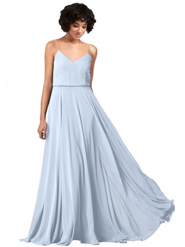 Chiffon Alças finas Sem Mangas Lombar Comprimento Chão Vestido de Festa / Vestido de Madrinha Baratos