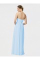 Chiffon Amor Sem Mangas Comprimento Chão Azul Céu Claro Linha A Vestidos de Madrinha Baratos