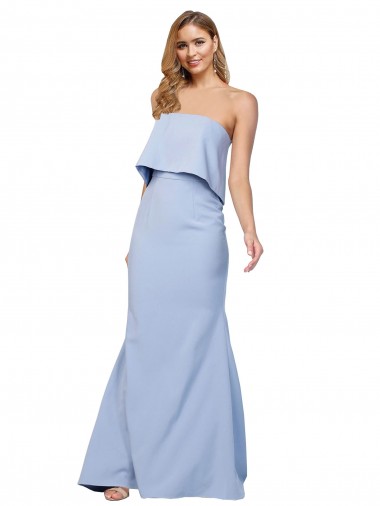 Crepe Esticado Sem alças Sem Mangas Lombar Comprimento Chão Linha A Longo Vestidos de Madrinha / Vestidos de Noite / Vestidos de Festa Baratos