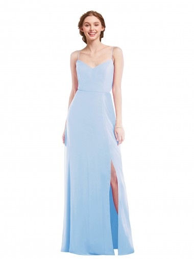 Chiffon Alças finas Sem Mangas Comprimento Chão Longo Linha A Vestidos de Madrinha / Vestidos de Noite Baratos