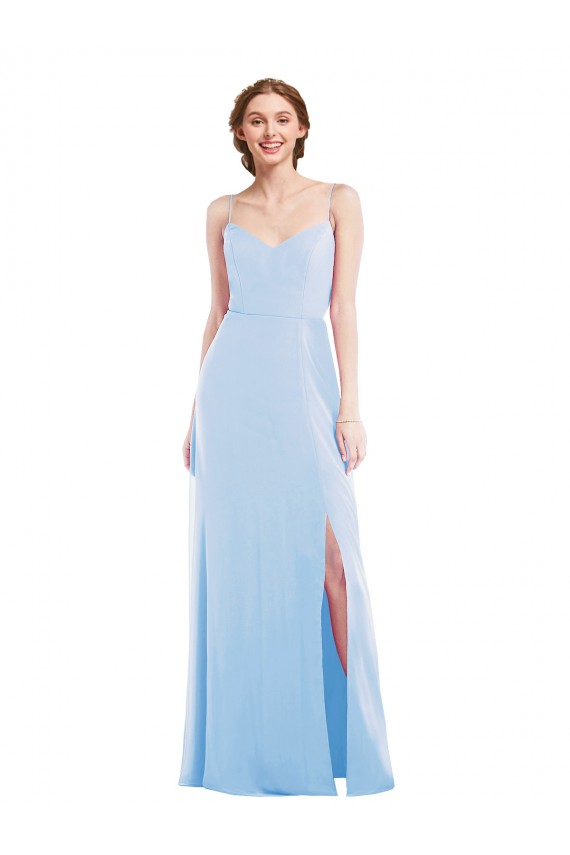 Chiffon Alças finas Sem Mangas Comprimento Chão Longo Linha A Vestidos de Madrinha / Vestidos de Noite Baratos