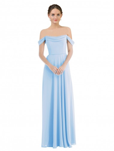 Chiffon Fora do Ombro Sem Mangas Comprimento Chão Vestidos de Madrinha / Vestidos de Noite Baratos