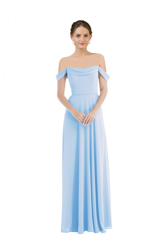 Chiffon Fora do Ombro Sem Mangas Comprimento Chão Vestidos de Madrinha / Vestidos de Noite Baratos