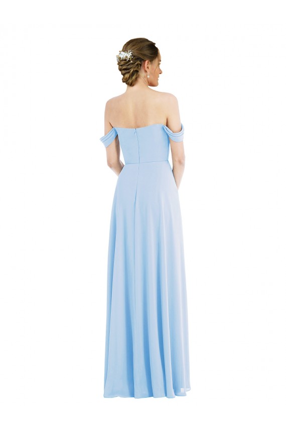 Chiffon Fora do Ombro Sem Mangas Comprimento Chão Vestidos de Madrinha / Vestidos de Noite Baratos