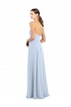 Chiffon Sem alças Sem Mangas Comprimento Chão Linha A Azul Céu Claro Vestidos de Madrinha Baratos