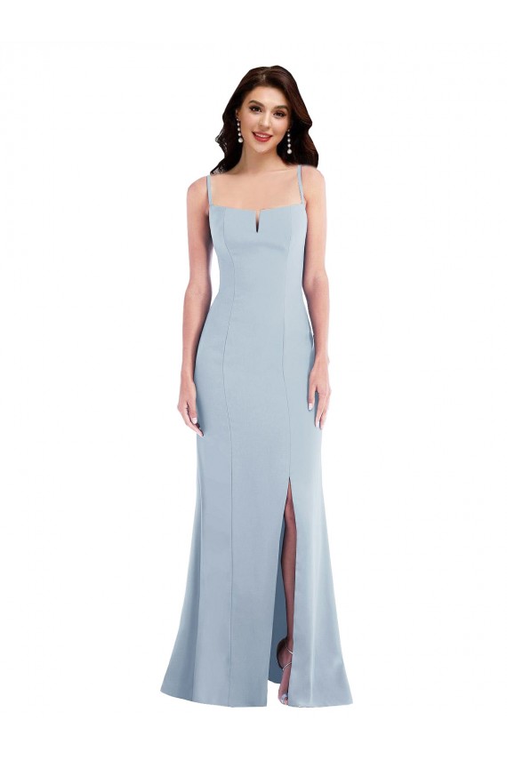 Crepe Esticado Alças finas Sem Mangas Comprimento Chão Trombeta Vestidos de Madrinha / Vestidos de Noite / Vestidos de Festa Baratos