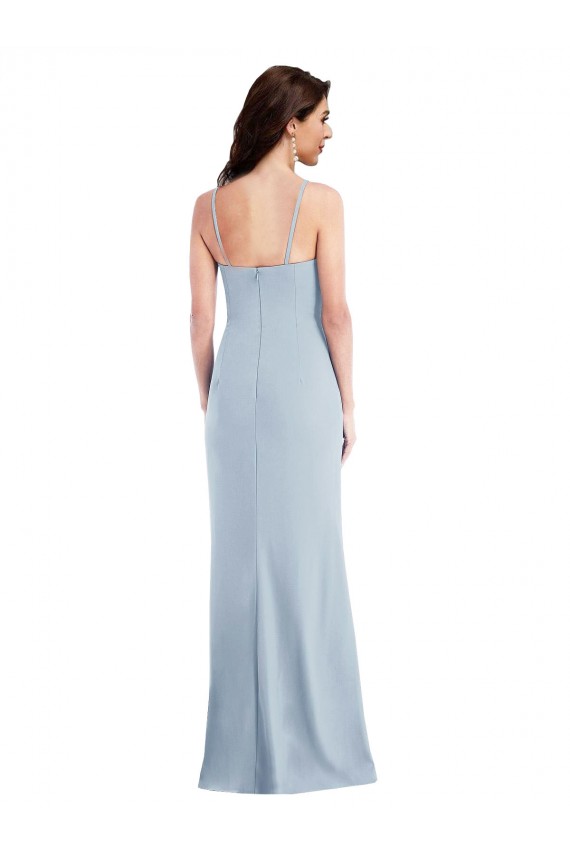 Crepe Esticado Alças finas Sem Mangas Comprimento Chão Trombeta Vestidos de Madrinha / Vestidos de Noite / Vestidos de Festa Baratos