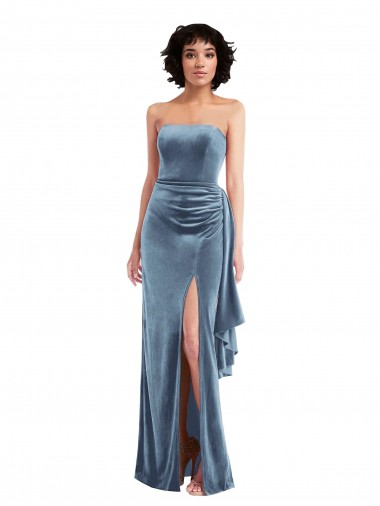 Veludo Elástico Sem alças Sem Mangas Lombar Comprimento Chão Vestidos de Madrinha / Vestidos de Noite / Vestidos de Festa Baratos