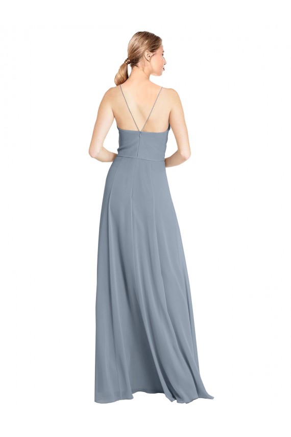 Chiffon Fora do Ombro Sem Mangas Abrir de volta Comprimento Chão Vestidos de Festa Baratos