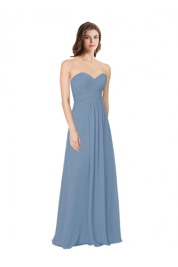 Chiffon Amor Sem Mangas Lombar Comprimento Chão Longo Vestidos de Madrinha Baratos