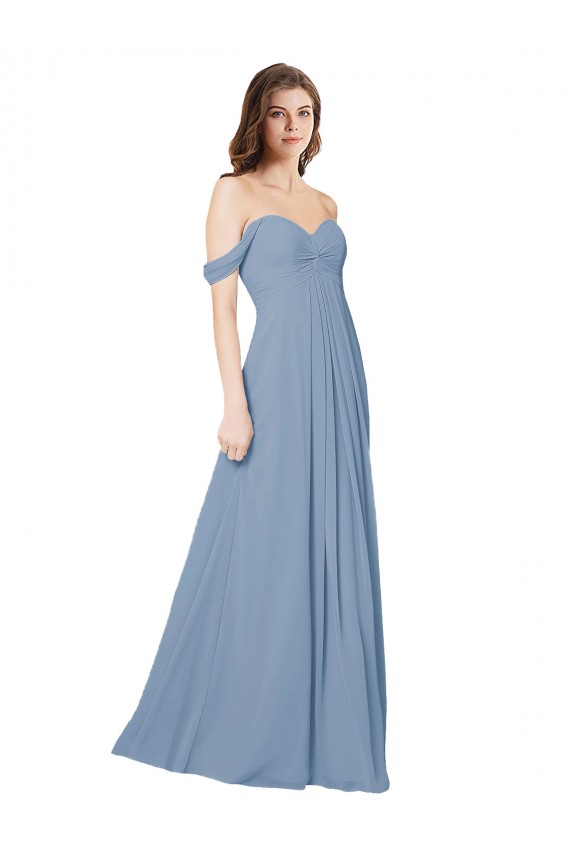 Chiffon Amor Sem Mangas Lombar Comprimento Chão Linha A Vestidos de Festa Baratos