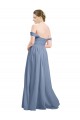 Chiffon Fora do Ombro Sem Mangas Abrir de volta Comprimento Chão Vestidos de Madrinha Baratos