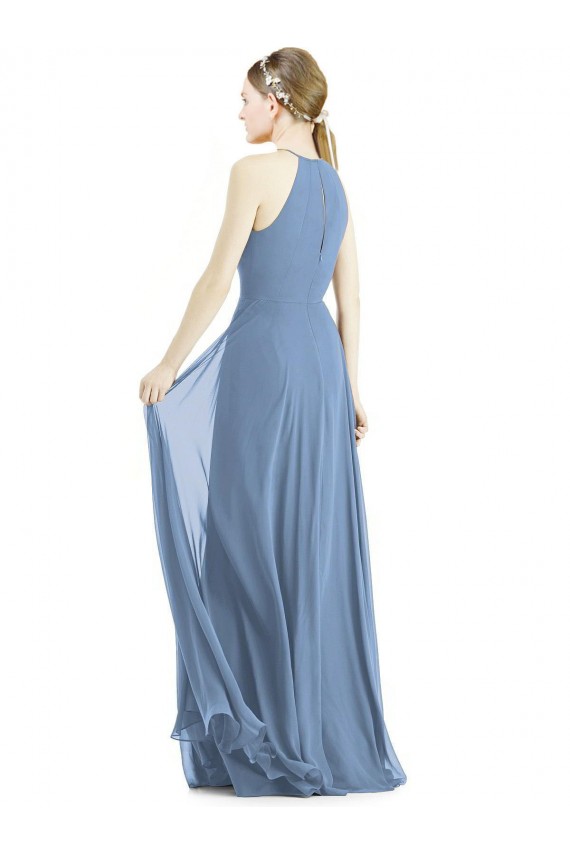 Chiffon Cabeçada Sem Mangas Comprimento Chão Vestido de Madrinha / Vestido de Noite Baratos