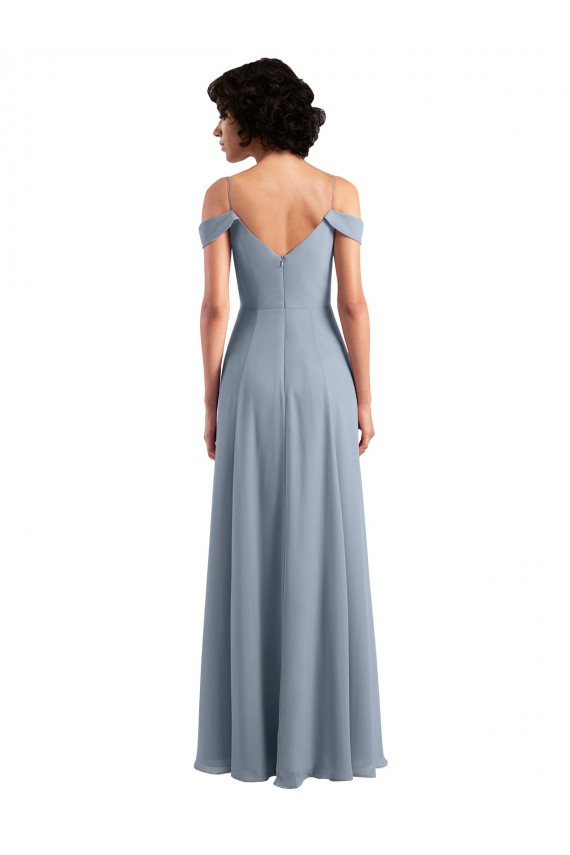 Chiffon Fora do Ombro Sem Mangas Comprimento Chão Vestido de Noite / Vestidos de Madrinha Baratos