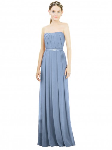 Chiffon Sem alças Sem Mangas Comprimento Chão Vestido Formais / Vestido de Madrinha Baratos