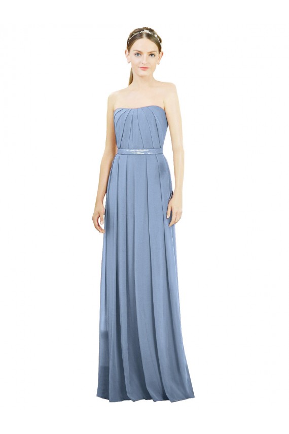 Chiffon Sem alças Sem Mangas Comprimento Chão Vestido Formais / Vestido de Madrinha Baratos