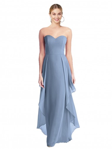 Chiffon Amor Sem Mangas Comprimento Chão Linha A Vestido de Madrinha / Vestido de Baile Baratos