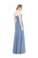Chiffon Amor Sem Mangas Comprimento Chão Sereia Azul Empoeirado Vestidos de Madrinha Baratos