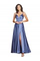 Cetim Sedoso Alças finas Sem Mangas Lombar Comprimento Chão Linha A Longo Vestidos de Madrinha / Vestidos de Noite / Vestidos de Festa Baratos