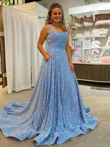 Lantejoulas Veludo Colher Sem Mangas Comboio Corte Vestidos de Festa Baratos