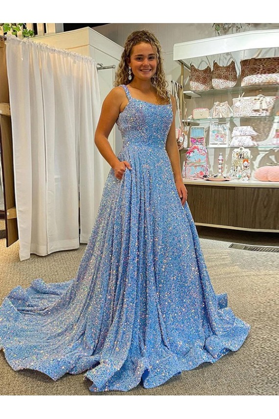 Lantejoulas Veludo Colher Sem Mangas Comboio Corte Vestidos de Festa Baratos