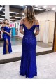 Lantejoulas Veludo Alças finas Sem Mangas Comprimento Chão Vestidos de Festa Baratos