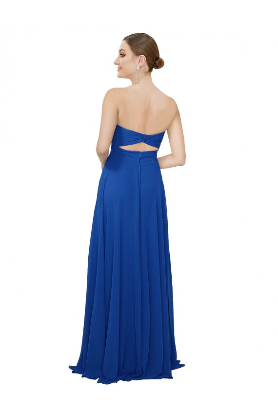 Chiffon Amor Sem Mangas Buraco da fechadura Comprimento Chão Longo Linha A Vestidos de Madrinha Baratos