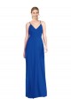 Chiffon Alças finas Sem Mangas Criss Cruz Comprimento Chão Azul Real Longo Vestidos de Madrinha Baratos