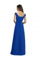 Chiffon Decote V Sem Mangas Comprimento Chão Linha A Azul Real Vestidos de Madrinha Baratos