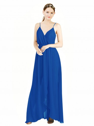 Chiffon Alças finas Sem Mangas Costas em V Comprimento Chão Longo Linha A Vestidos de Madrinha Baratos
