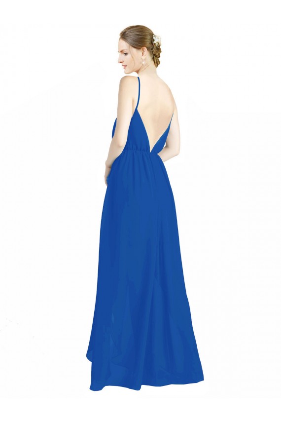 Chiffon Alças finas Sem Mangas Costas em V Comprimento Chão Longo Linha A Vestidos de Madrinha Baratos