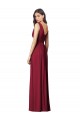 Chiffon Decote V Sem Mangas Costas em V Comprimento Chão Azul Real Linha A Vestidos de Madrinha Baratos