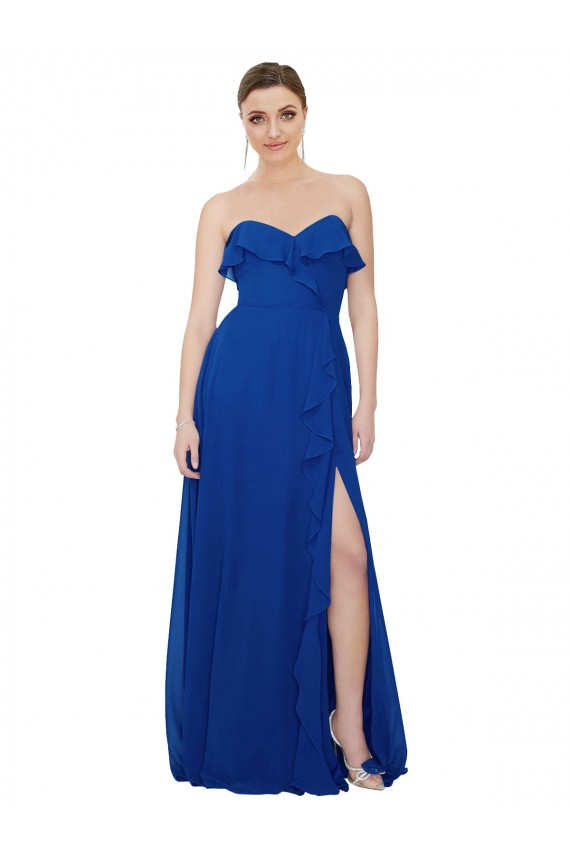 Chiffon Amor Sem Mangas Comprimento Chão Vestidos de Festa / Vestidos de Madrinha Baratos