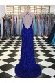 Lantejoulas Veludo Decote V Sem Mangas Comboio Varredela Vestido de Noiva / Vestido de Festa Baratos
