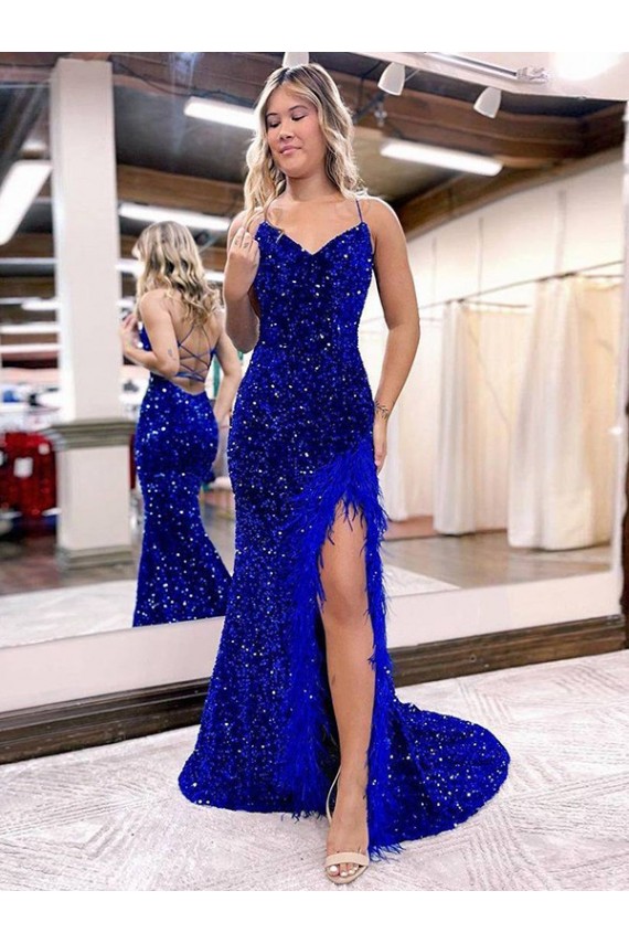 Lantejoulas Veludo Decote V Sem Mangas Comboio Varredela Vestido de Festa / Vestido de Madrinha Baratos