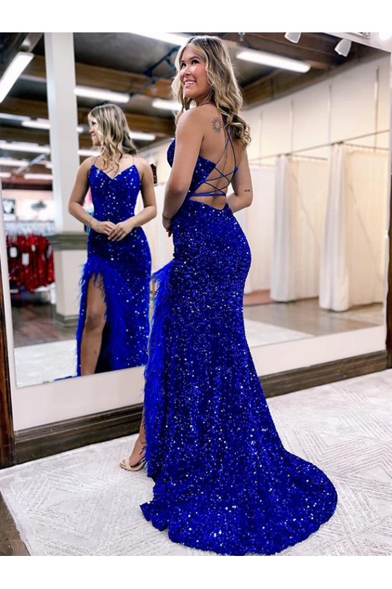 Lantejoulas Veludo Decote V Sem Mangas Comboio Varredela Vestido de Festa / Vestido de Madrinha Baratos