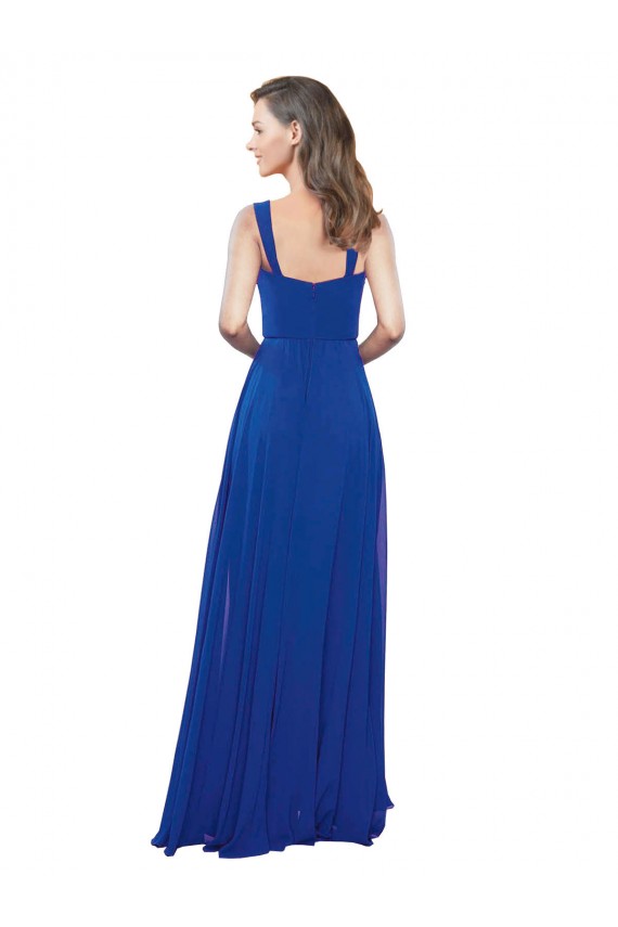 Chiffon Decote Quadrado Sem Mangas Comprimento Chão Longo Linha A Vestidos de Madrinha Baratos