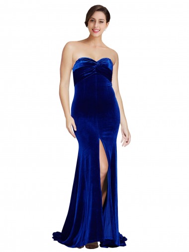 Veludo Elástico Amor Sem Mangas Lombar Comboio Varredela Vestidos de Madrinha / Vestidos de Noite / Vestidos de Festa Baratos