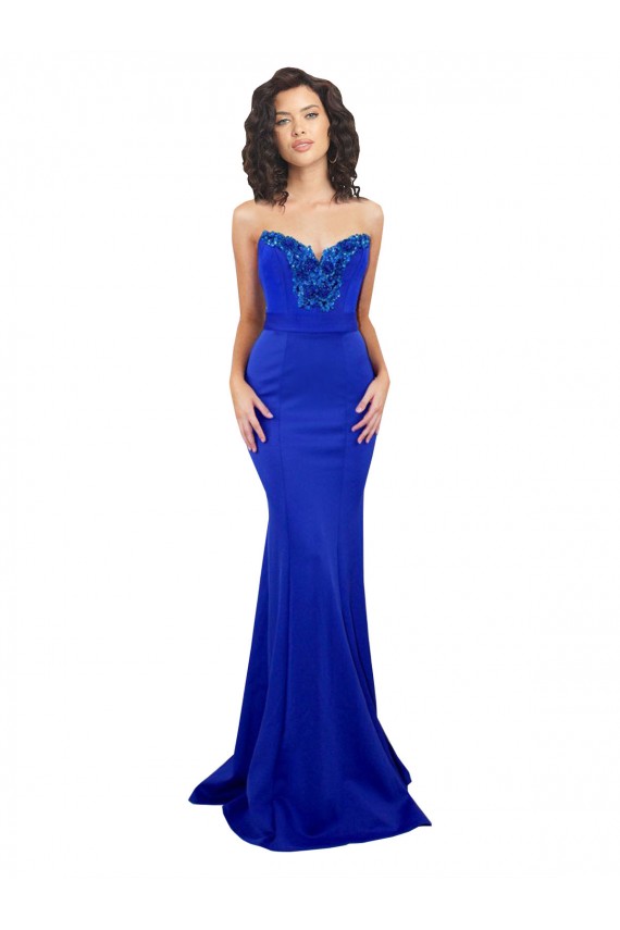Crepe Esticado Amor Sem Mangas Lombar Comprimento Chão Sereia Longo Vestidos de Madrinha / Vestidos de Noite / Vestidos de Festa Baratos